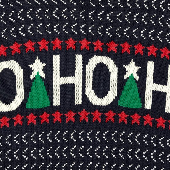 Daisys Boutique Sweater Men's Large Blue Knit Pullover Crew Christmas Ho Ho Ho - Picture 5 of 13